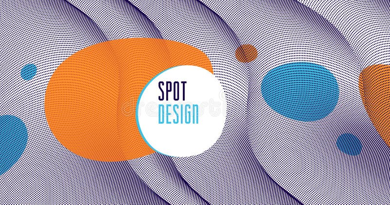 Dots mesh grid particles flow abstract vector background, modern trendy style dotted rhythmic abstraction, science and technology stock illustration