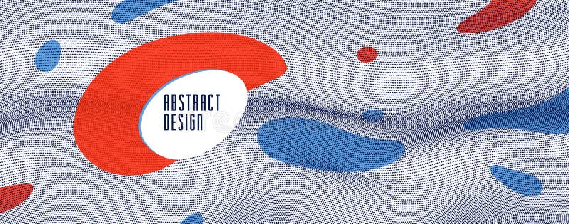 Dots mesh grid particles flow abstract vector background, modern trendy style dotted rhythmic abstraction, science and technology stock illustration