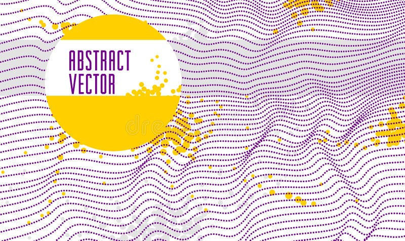 Dots mesh grid particles flow abstract vector background, modern trendy style dotted rhythmic abstraction, science and technology vector illustration