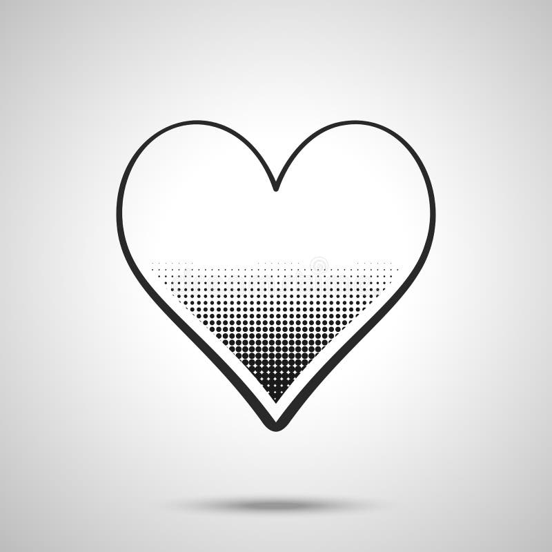 Dotted Black Heart Sign with Halftone on on White Backround. Stock ...