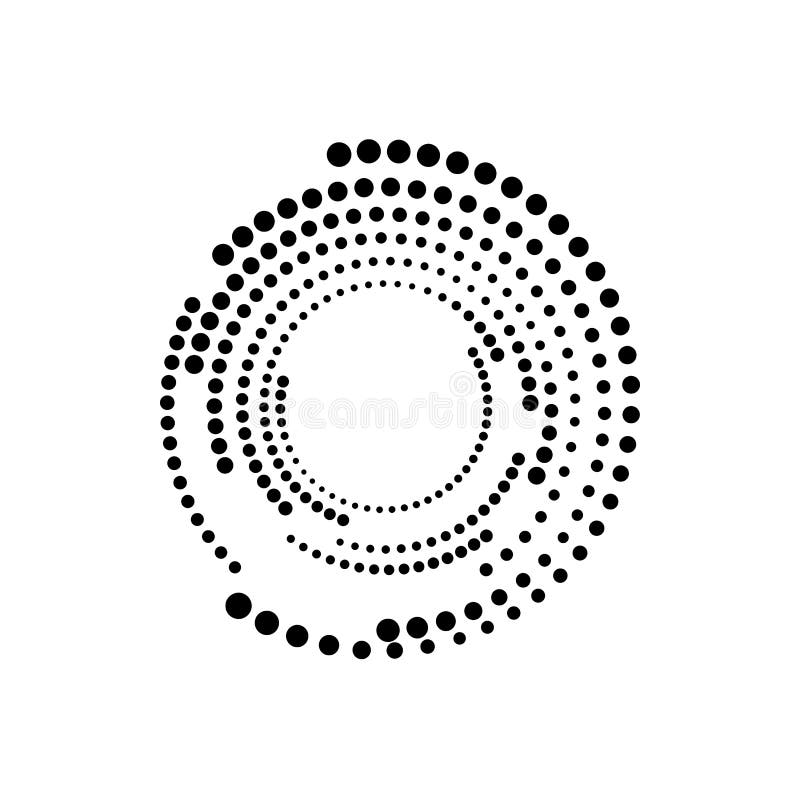 Dotted border halftone frame circle, random rings vector illustration