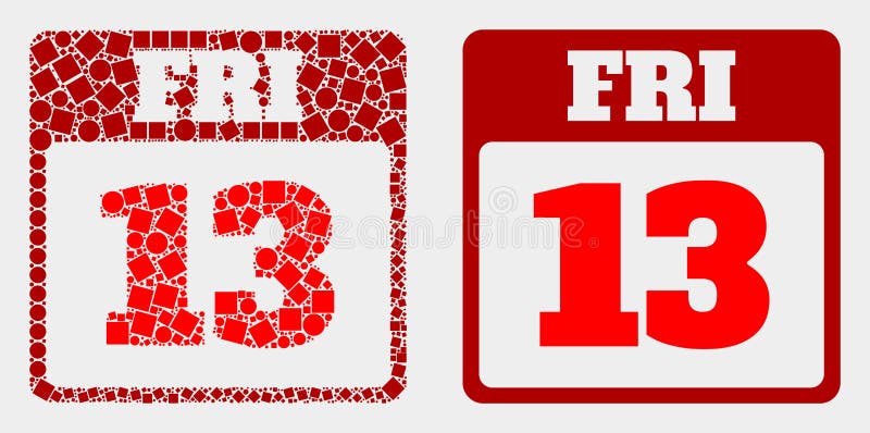 Dotted and Flat Vector 13Th Friday Calendar Page Icon Stock Vector