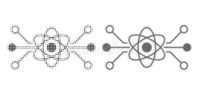 Dotted Halftone Quantum Circuit Icon royalty free illustration