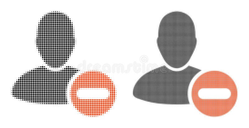 Dotted Halftone Remove User Icon stock illustration