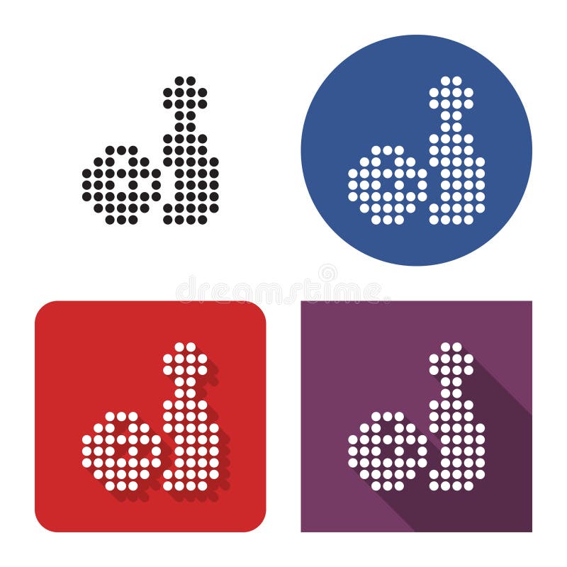Dotted icon of bowling in four variants