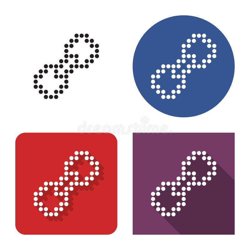 Dotted icon of chain in four variants.