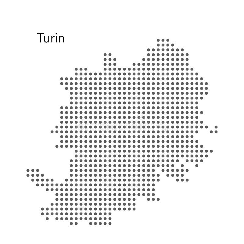 Dotted Map of Turin, Italy. Stylised