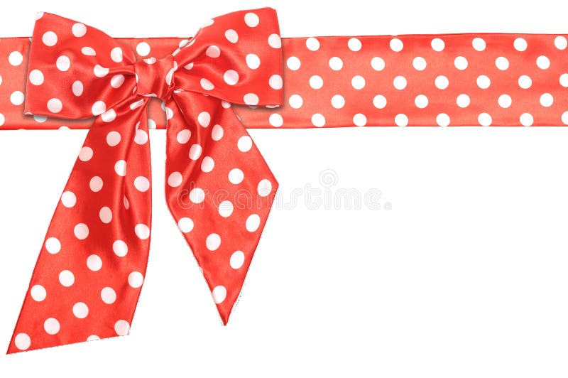 Dotted red satin gift bow and ribbon