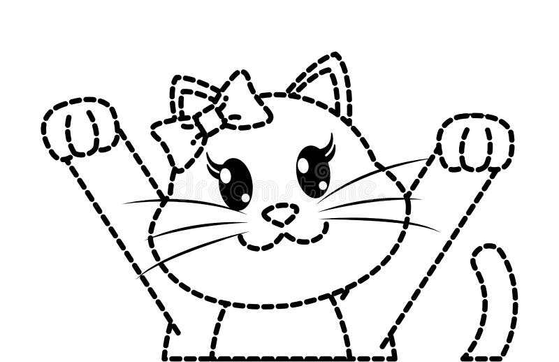 Drawing and Paint Cute Cartoon Cat. Educational Game for Kids