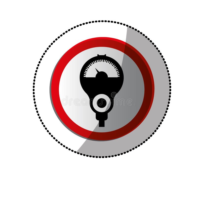 Start engine button red round sticker Royalty Free Vector