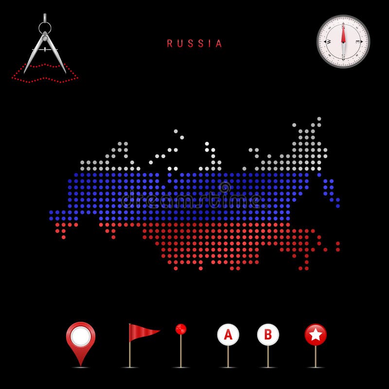 Russia flag map chaotic particles pattern Vector Image