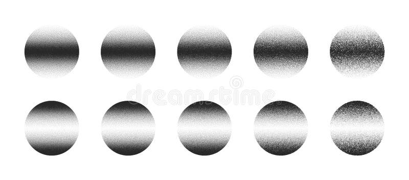 Dotwork Hand Drawn Stippled Circles Vector Abstract Shapes Set In Different Variations Isolated On White Background royalty free illustration