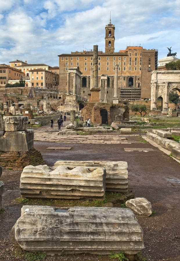 Dotyk historia Romański forum, Rzym zdjęcia stock Dotyk historia Romański forum, Rzym zdjęcia stock