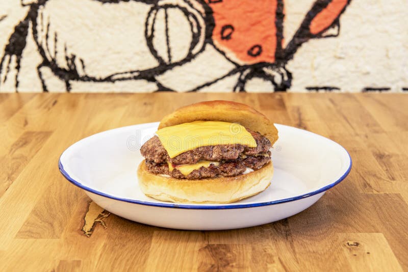 Beef Burger with Lettuce Sprouts, Melted Cheese, Red Onion and Tomato Stock Photo Image of