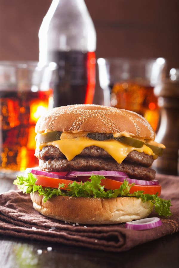 Double Cheese Burger with Jalapeno Tomato Onion Stock Image Image of