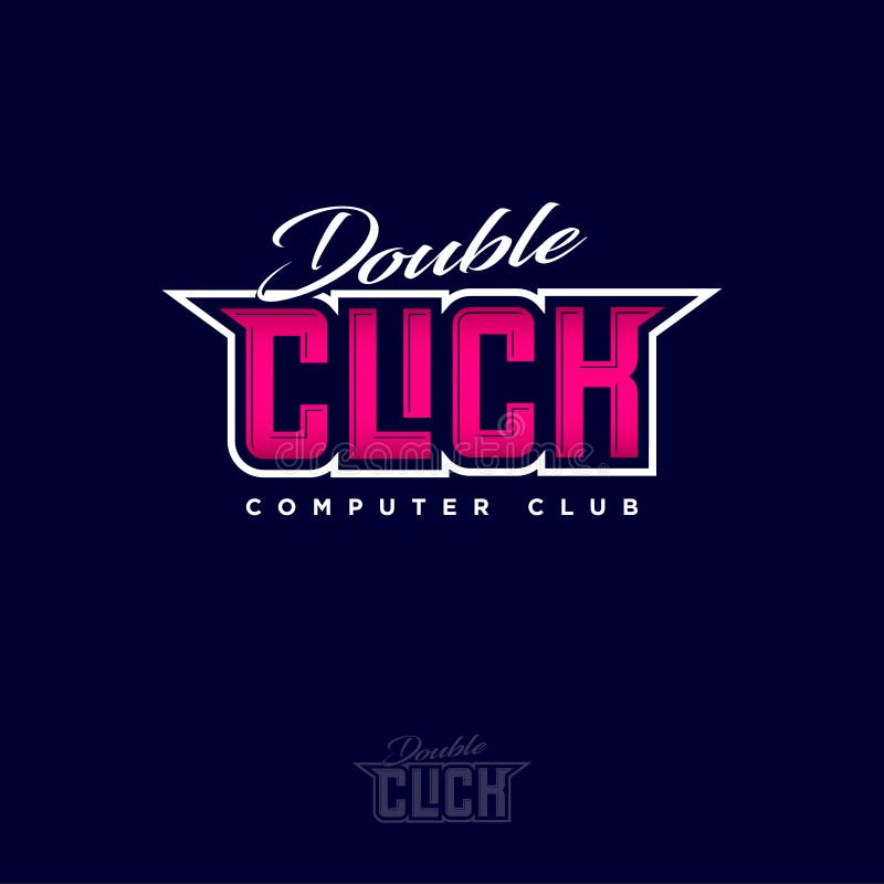 Double Click Computer Club Emblem. Computing and Game Club logo. stock illustration