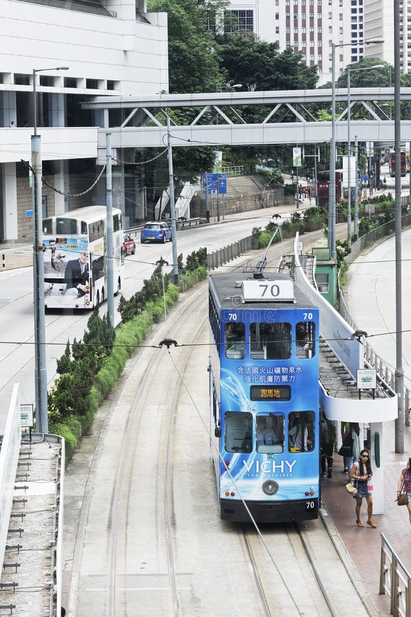 Double decker trams a favorite means of transpotation Hong Kong