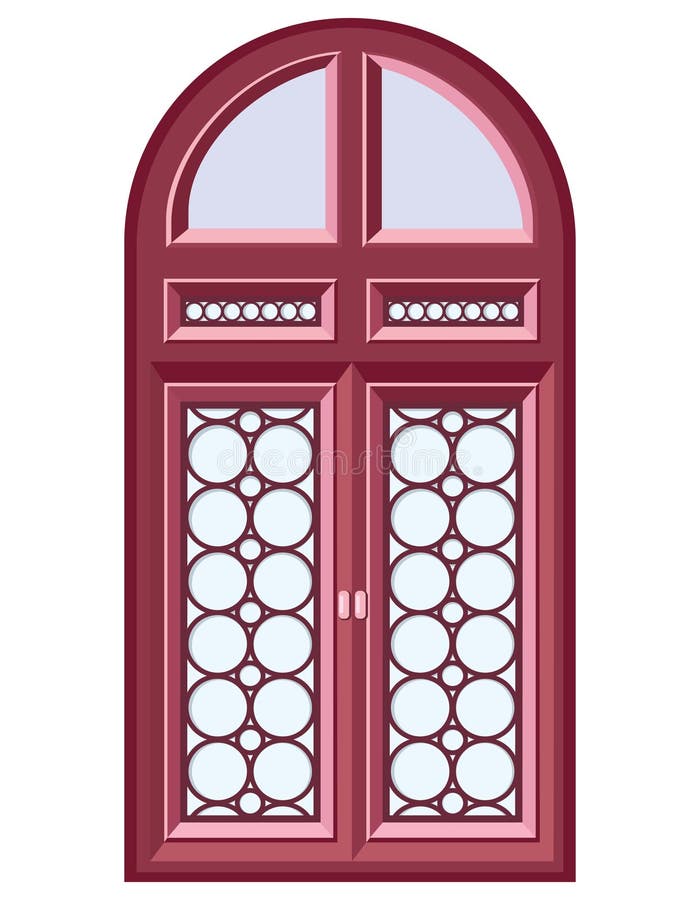 Double Door in Cartoon Style. Stock Vector - Illustration of decoration