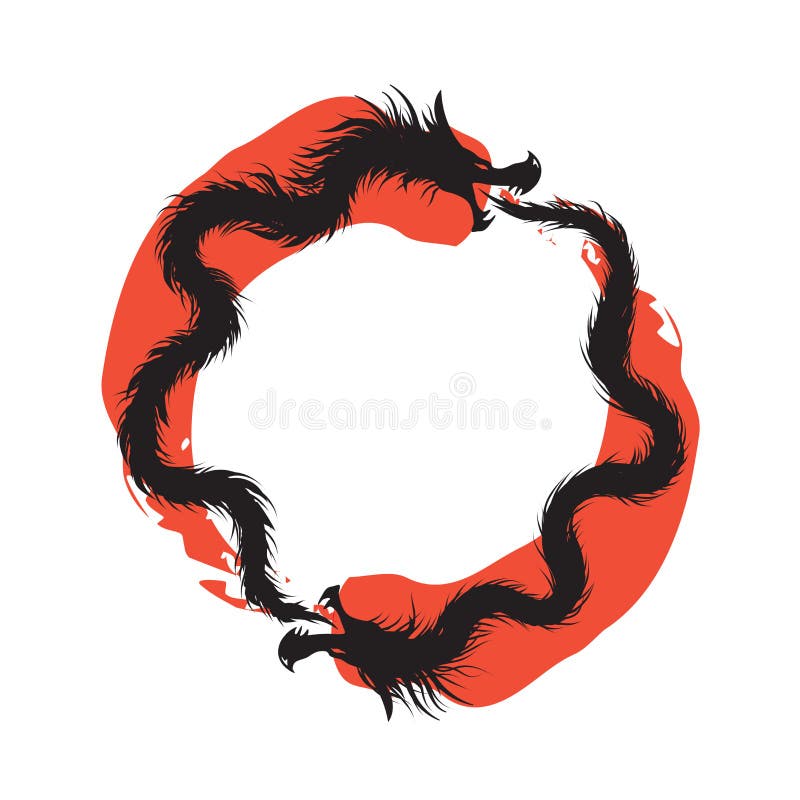 Double Dragons Ouroboros Infinity Symbol vector illustration