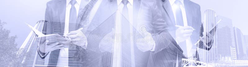 Double exposure of businessman with cityscape, Modern glass Business building stock photos Double exposure of businessman with cityscape, Modern glass Business building stock photos