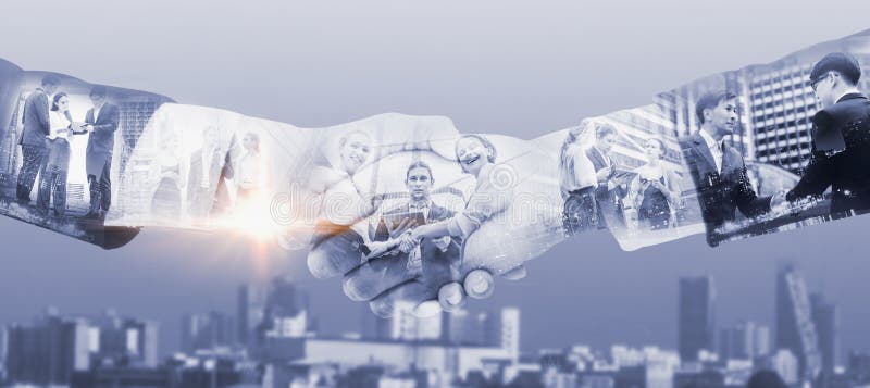 Double exposure-businessman handshake multi ethnic business group Successful collaboration business mergers concept,making deals, royalty free stock photography Double exposure-businessman handshake multi ethnic business group Successful collaboration business mergers concept,making deals, royalty free stock photography