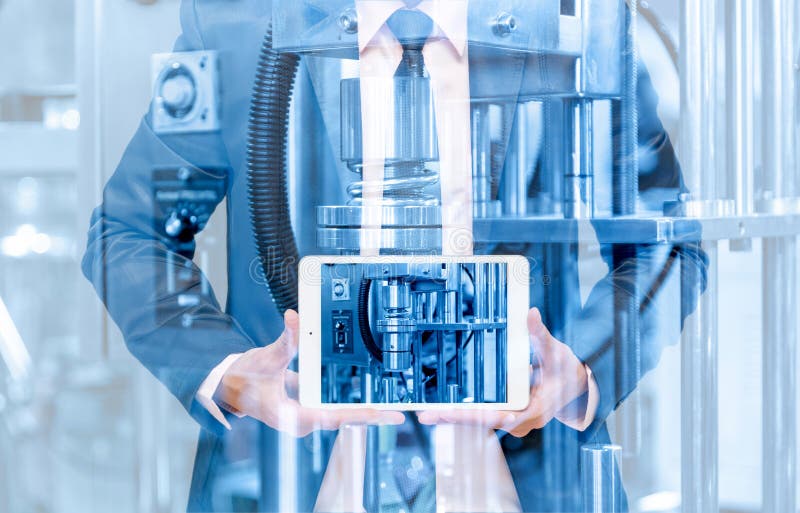 Double exposure of businessman with Industrial equipment stock images Double exposure of businessman with Industrial equipment stock images