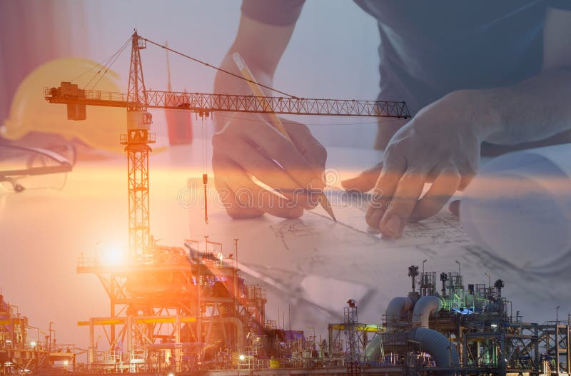 Construction engineers working stock image