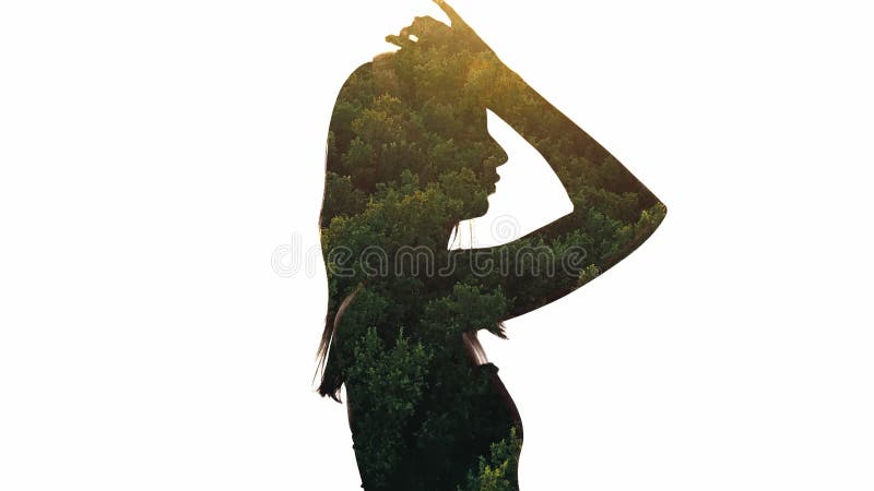 Double exposure girl silhouette noise reduction