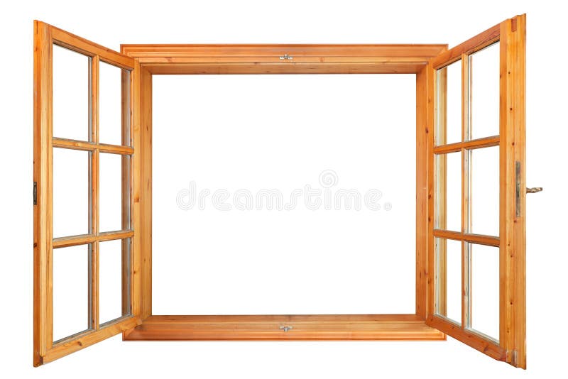 Double fenêtre en bois ouverte vers l'intérieur