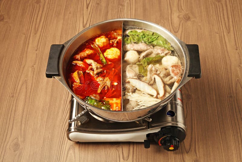 Double flavor hot pot stock photo. Image of spicy, soup 49743760