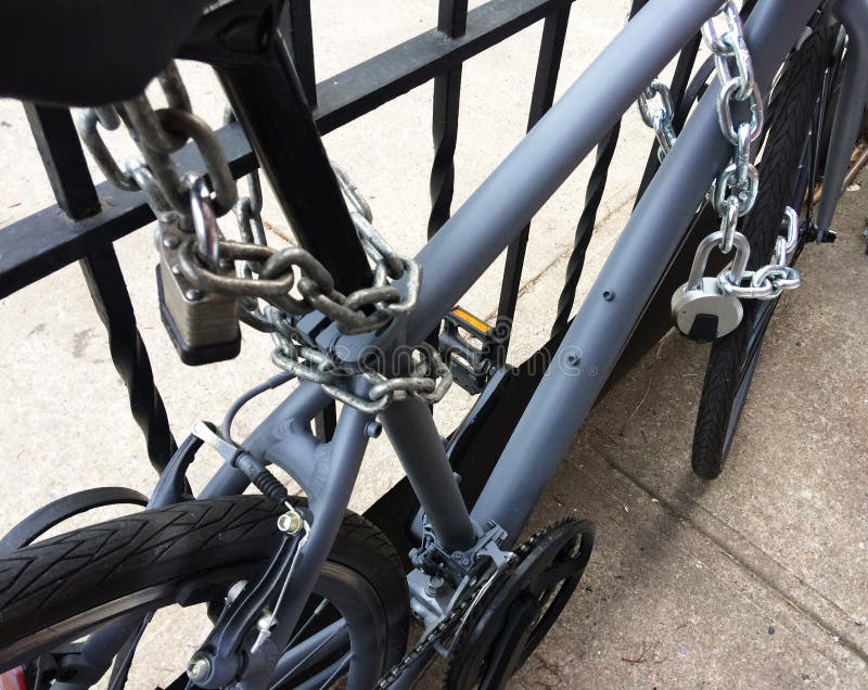 Locked bike stock image. Image of locked, bicycle, theft 13685645