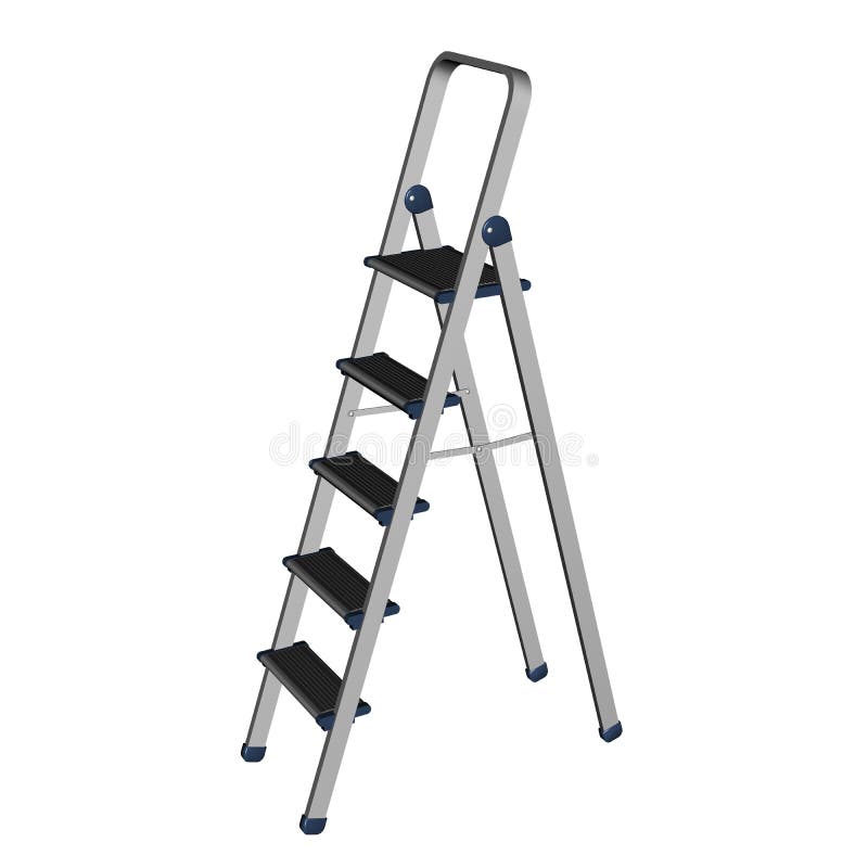 Double Metal Ladder Isolated on White Stock Illustration Illustration