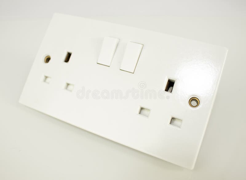 A Double Plug Socket with Switch for a British Plug Stock Image Image