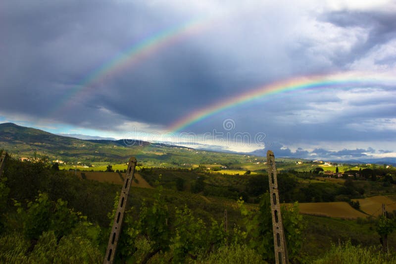 Double Rainbow over Vineyard