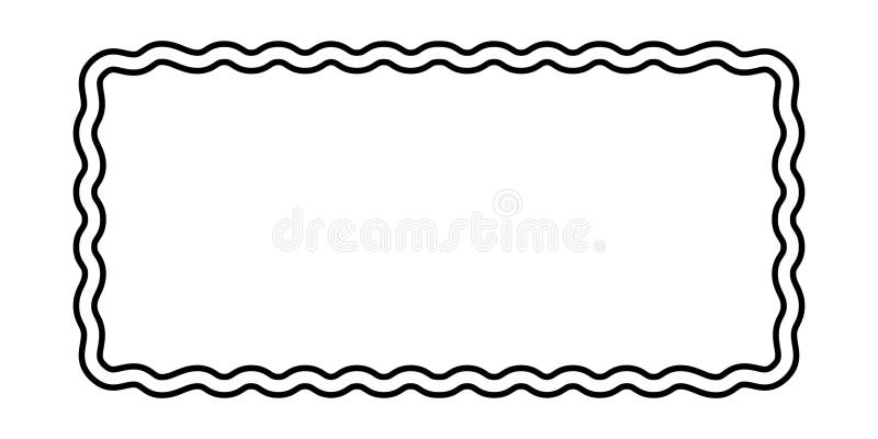 Double rectangle frame with scalloped edges. Rectangular shape with curvy borders. Empty text box or speech bubble, tag royalty free illustration