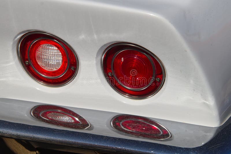 Red Round Rear Lights Of A Black Sport Car Stock Image Image of
