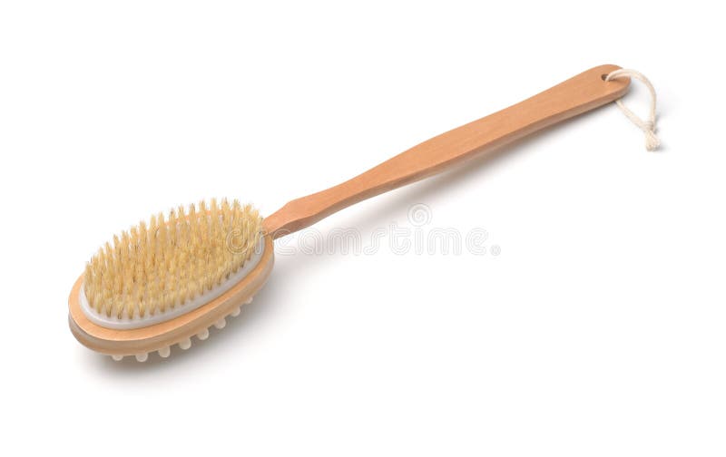 Doublesided Body Scrub Brush with Long Wooden Handle Stock Image Image of handled, peel