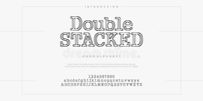 Double Stacked Abstract minimal modern alphabet fonts vector illustration vector illustration