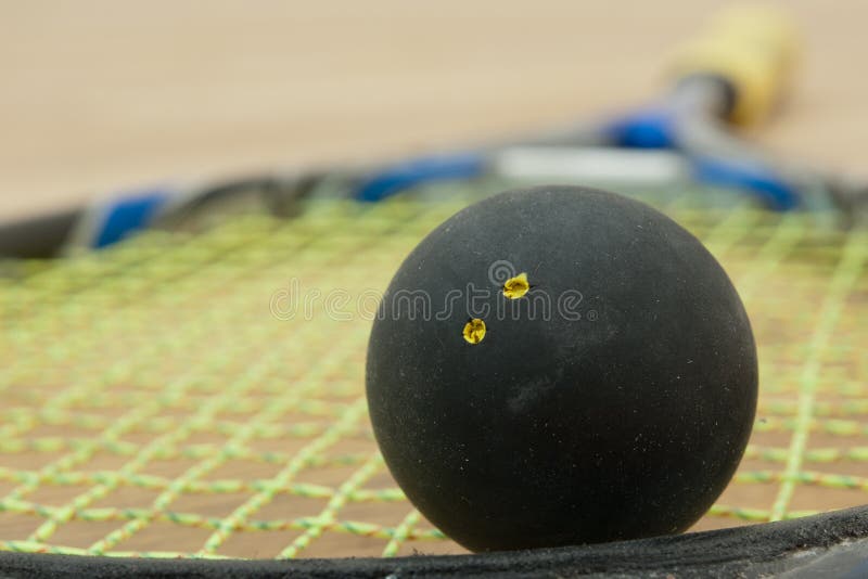 Double Yellow Dot Squash Ball on Tline Stock Photo Image of line