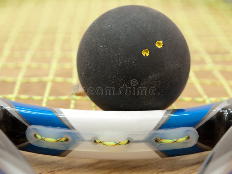 Double Yellow Dot Squash Ball on Tline Stock Photo Image of line