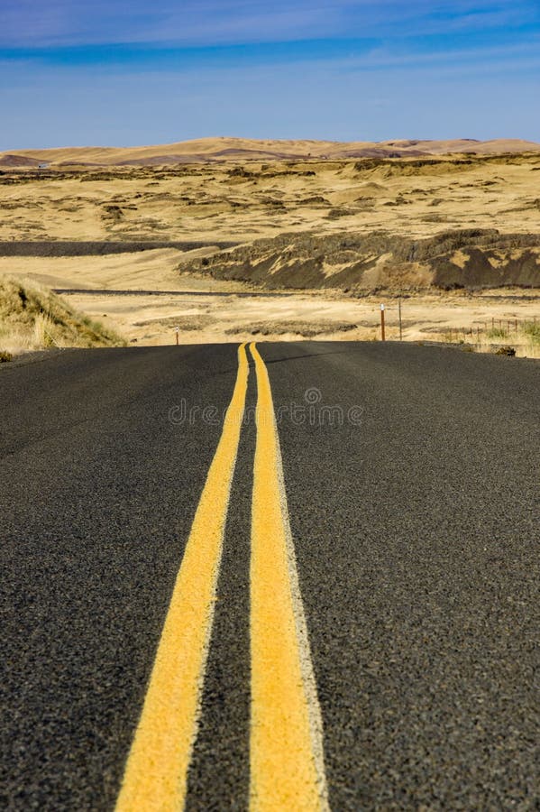 Yellow Lines on Rural Roadway Stock Image Image of landscape, fading