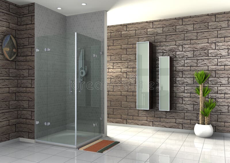 Douche de plainpied illustration stock. Illustration du modèles 34970499