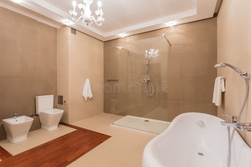 Luxury bathroom with elegant shower on marble wall. Luxury bathroom with elegant shower on marble wall