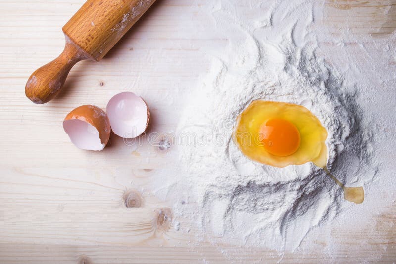 Dough Ingredients Set on Table Stock Image - Image of cuisine, flour ...