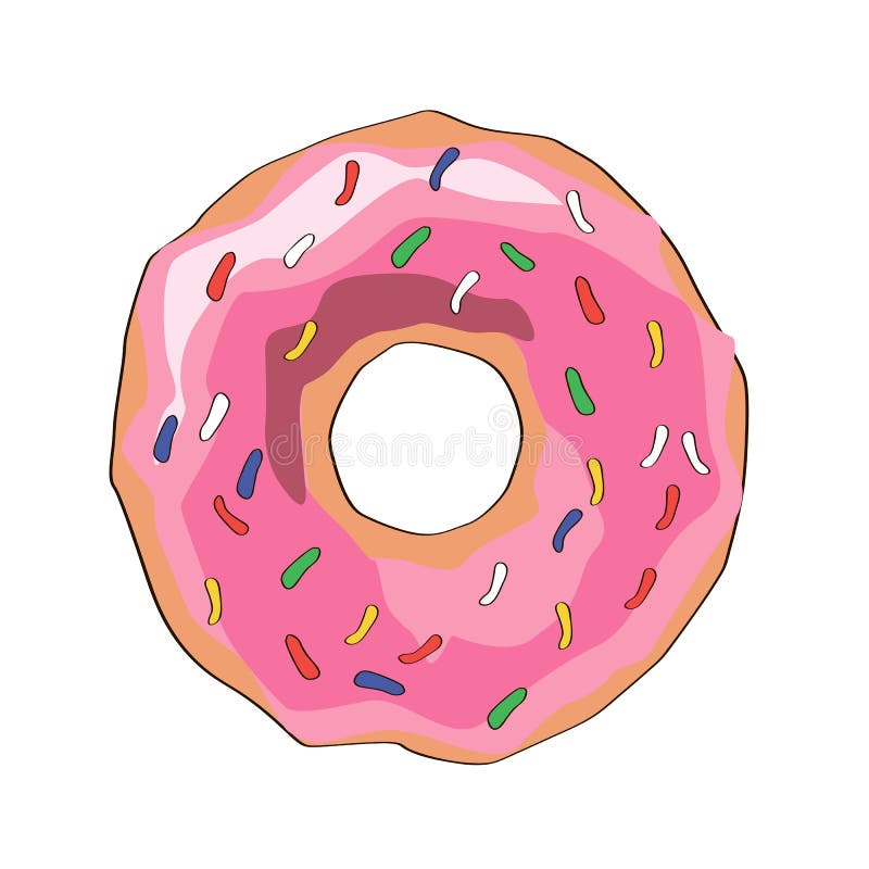 Doughnut met roze glans Pictogram, vectorillustratie Het teken van de karameldoughnut met bovenste laagje vector illustratie Doughnut met roze glans Pictogram, vectorillustratie Het teken van de karameldoughnut met bovenste laagje vector illustratie