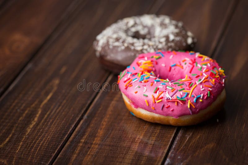 Doughnut sprinkled with wooden royalty free stock image Doughnut sprinkled with wooden royalty free stock image