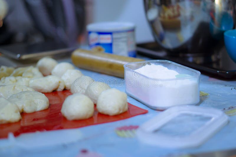 Dought making bread from powder. Dought stock images, royalty-free photos and pictures
