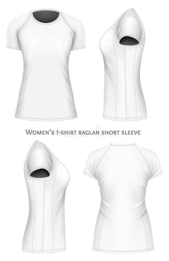 Douille courte raglane de T-shirt de femmes illustration de vecteur Douille courte raglane de T-shirt de femmes illustration de vecteur