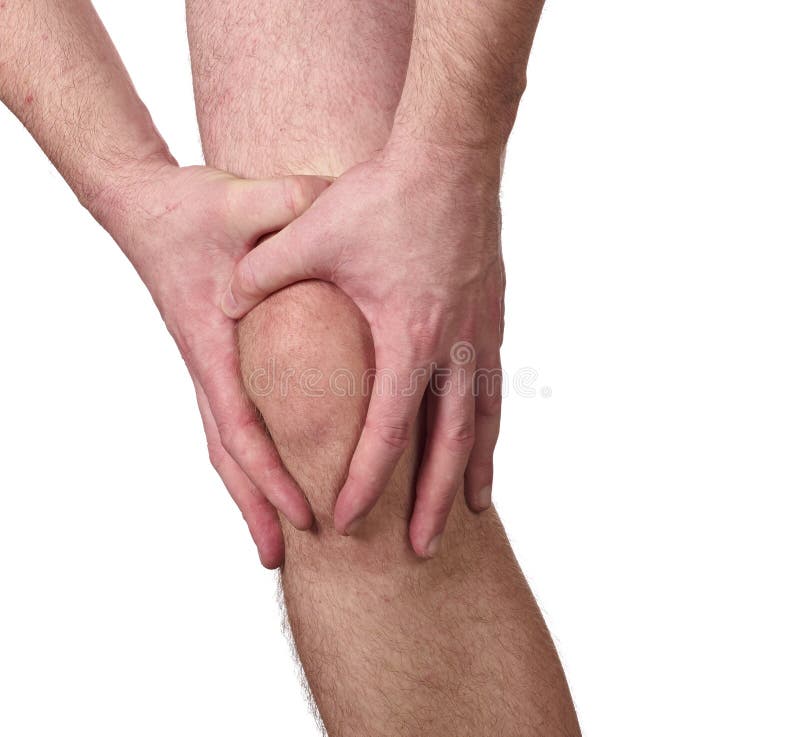 Acute pain in a man knee. Acute pain in a man knee.