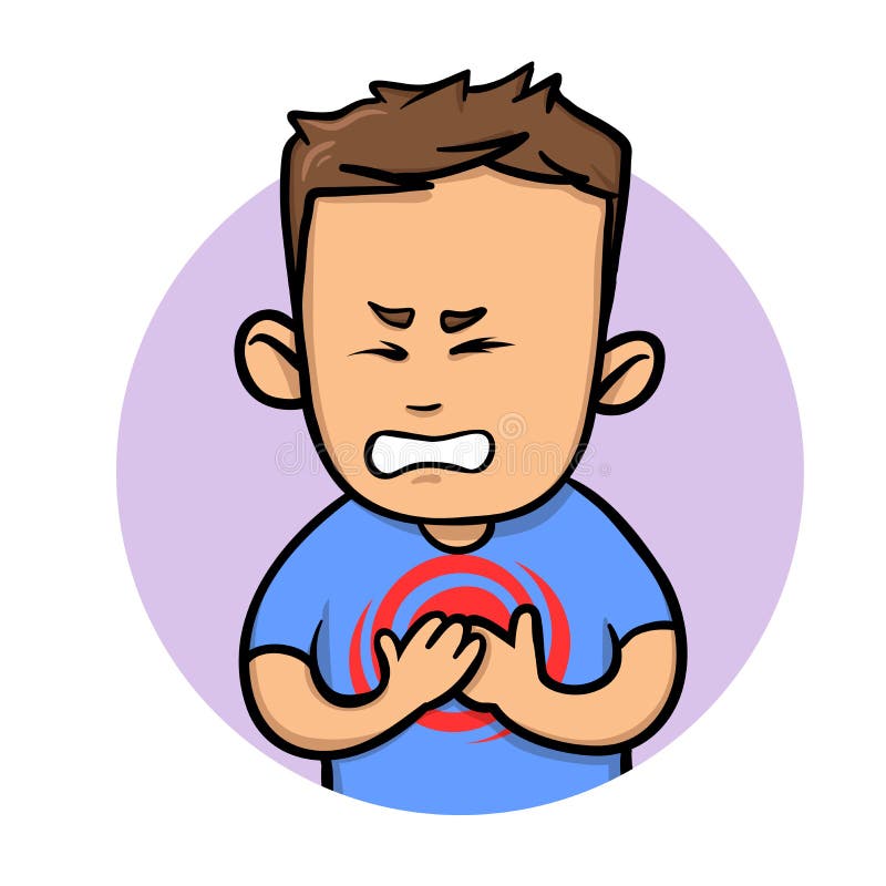 Douleur thoracique de sentiment de jeune homme Angine et crise cardiaque Illustration plate de vecteur D'isolement sur le fond bl illustration stock Douleur thoracique de sentiment de jeune homme Angine et crise cardiaque Illustration plate de vecteur D'isolement sur le fond bl illustration stock